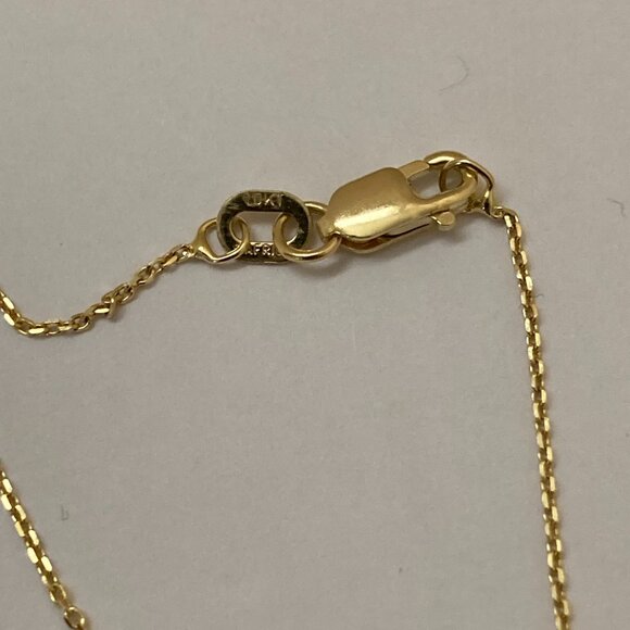 10K Yellow Gold Synthetic Aquamarine Pendant 18" - Picture 7 of 8